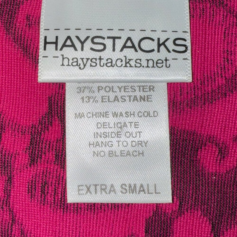 Haystacks Deep Pink and Black Paisley Scalloped A-Line Skirt Size XS - Picture 4 of 5